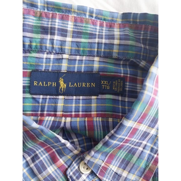 Ralph Lauren Blue Gingham Plaid Oxford Button Up Shirt Men’s Size XXL - Picture 1 of 16
